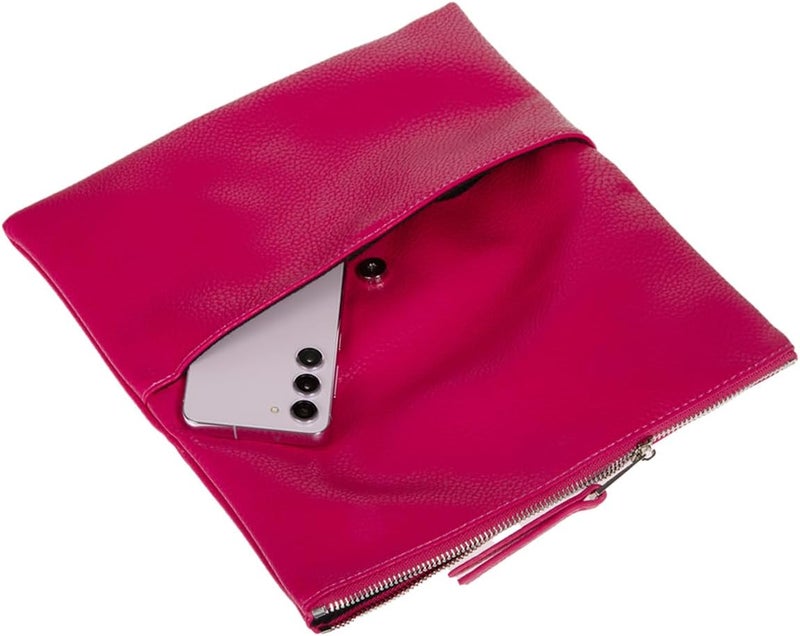 JNB Women's Faux Leather Zipper Foldover Clutch Purse with Tassel - Image 5